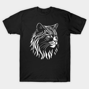 MInimalist Cat Head - distressed T-Shirt